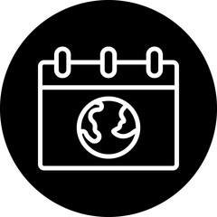 Earth Day Vector Line White Circle Black