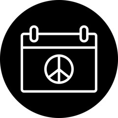 Peace Day Vector Line White Circle Black