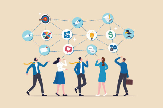 Internal communication, communicate within office, organization or company strategy, internal job, connection or community, work networking concept, business people colleague communicate to success.