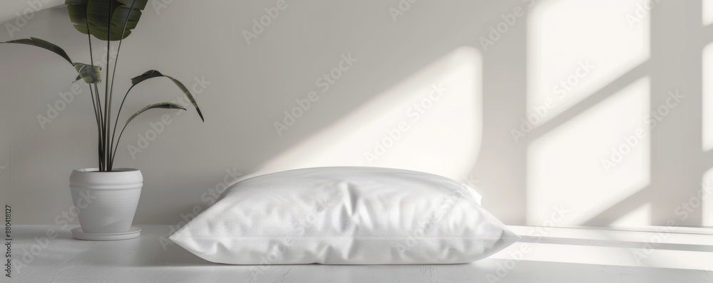 Canvas Prints Isolated white cushion on white background mockup, 4K hyperrealistic photo