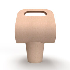Kraft coffee cup holder isolated on white, front view