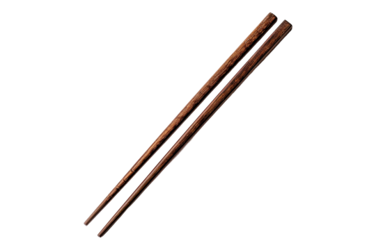 Wooden chopstick isolated on transparent background