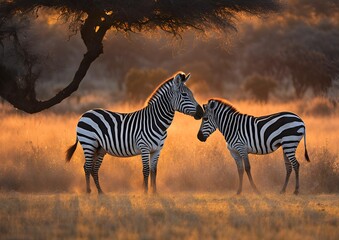A beautiful zebra at sunset by Lake Naivasha.