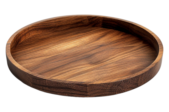 Wooden tray isolated on transparent background