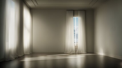 A window with white curtains