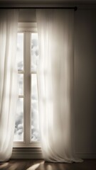 A window with white curtains