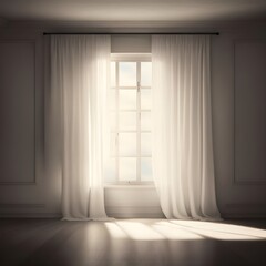 A window with white curtains