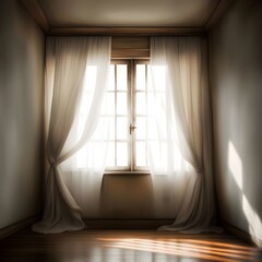 A window with white curtains