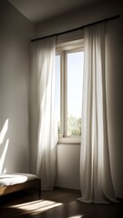 A window with white curtains