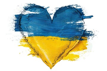 Ukraine flag Heart, Support illustration, white background Generative Ai