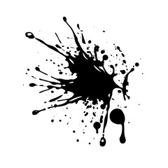 Dynamic black ink splash on white, artistic and messy concept.