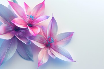 Delicate pastel pink and purple lilies on a soft background. Floral design, spring aesthetics, and beauty in nature concept