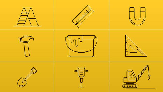 Construction And Tools Line Icons