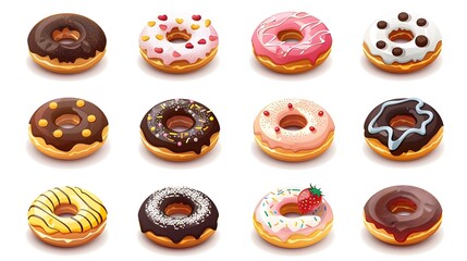 Assorted Donuts Illustration Set