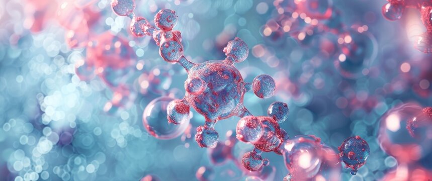 Molecular Interaction: Close-Up of Estrogen Molecules Binding to Receptors in Cells, Highlighting Hormone Regulation