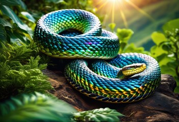 Fototapeta premium serpent lounging sunny crest, snake, relaxing, peaceful, calm, bright, peak, summit, mountain, top, ridge, hilltop, apex, pinnacle, zenith, acme, vertex