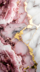 White marble image with gold and pink background