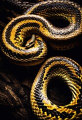 Obraz premium sinuous snake swirling vortex motion mystery, serpent, twist, curve, twirl, rotational, circular, movement, reptile, spiral, rotation, coiling, spinning, turning