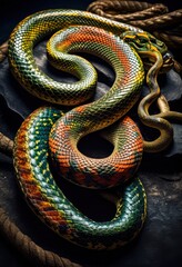 Fototapeta premium mystical artifact resting snake, ancient, magical, relic, dormant, serpent, sacred, enigmatic, place, object, coiled, symbol, historical, mythical, asleep, hidden