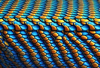 Naklejka premium vibrant blue background snake scales exotic reptile skin design, pattern, texture, nature, wildlife, colorful, shiny, iridescent, seamless, fashion, trendy