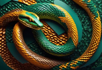 Fototapeta premium serpentine wall abstract snake inspired artwork modern style, decor, design, reptile, pattern, texture, decoration, interior, home, twist, curves, scales
