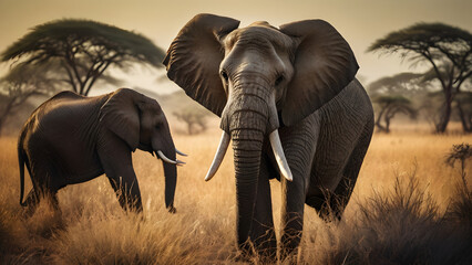 Obraz premium Powerful Elephant Roaming Free