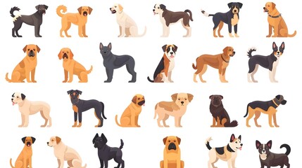 Obraz premium Diverse Dog Breeds Illustration Set