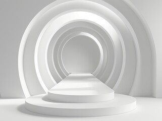 Obraz premium Material style, geometric 3D illustration of white rings for a website background, brochure cover, or app screenshot.