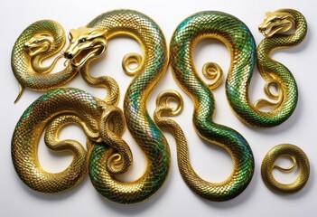 Obraz premium elegant serpent wall plaques stylish home decor, snake, decoration, interior, design, artistic, unique, modern, contemporary, ornamental, metallic, sculpture, accent