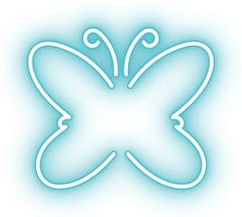 Neon butterfly glowing light icon
