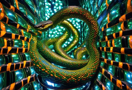 reflective serpent maze mirrors, reflection, shiny, glassy, glass, reflecting, reflectivity, puzzle, labyrinth, snake, reptile, snakelet, enigma, serpentine,