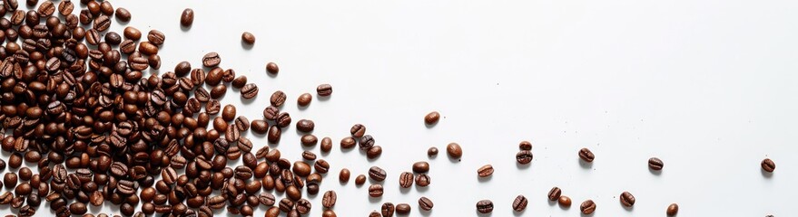 Obraz premium Coffee Beans Scattered on a White Background