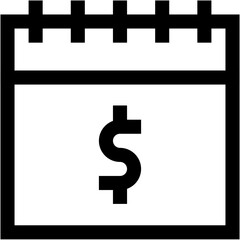 Vector Icon Calendar, schedule, time and date, dollar, currency