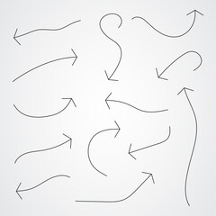 Arrow icon set with thin line style. Easy editable vector design.