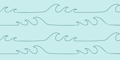 Seamless wave pattern drawn with one continuous line. Vector line art loopable pattern for invitations, cards, print on fabric, wallpapers, scrapbooking, wrapping paper and textile products.