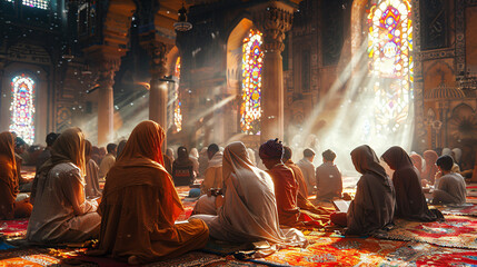 Fototapeta premium Picture a group of young Muslims
