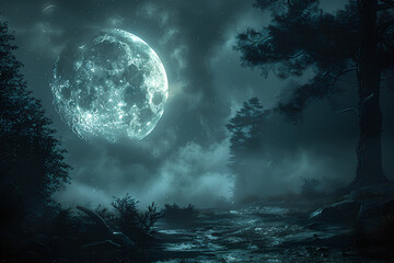 Naklejka premium full moon in the sky,