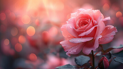 Picture a horizontal banner featuring a beautiful rose