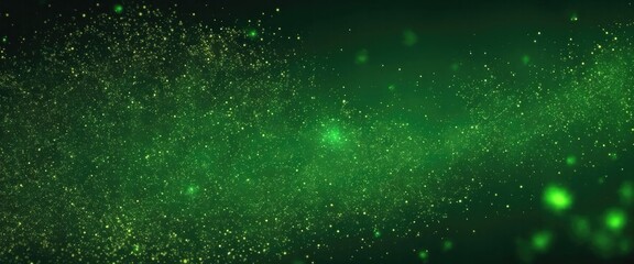 Fototapeta premium Fire embers particles over Green background, Abstract dark glitter fire particles lights