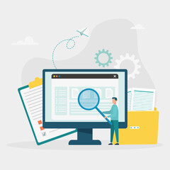 Document management software, document management application, compound documents concept. Vector illustration.	