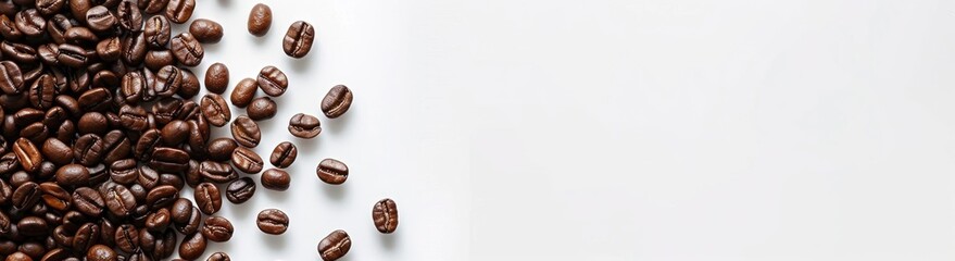 Coffee Beans Scattered on White Background