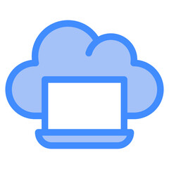 laptop, cloud, Cloud Service, networking, information technology Icon