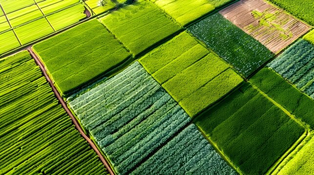 Aerial View of Adjoining Agricultural Lands with Statistical Overlays - Powered by Adobe