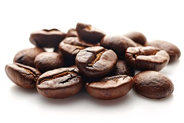 Obraz premium Roasted java beans on a blank backdrop.
