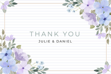 Fototapeta premium soft purple blue floral watercolor frame