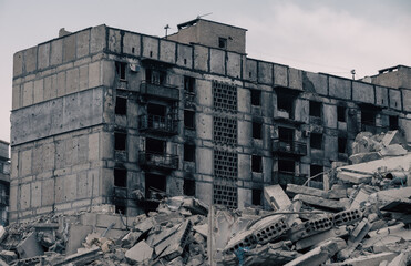 destroyed building in a city lost in the war in Ukraine