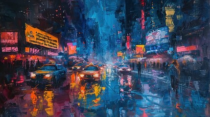 Cityscape Night Painting
