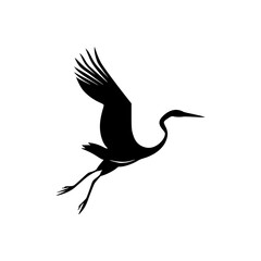 black bird crane clean logo vector illustration template design