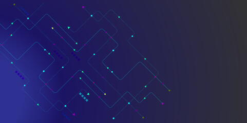 Vectors High-tech connection system on a blue background., Social networking and digital communication technology concept background