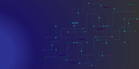 Vectors High-tech connection system on a blue background., Social networking and digital communication technology concept background